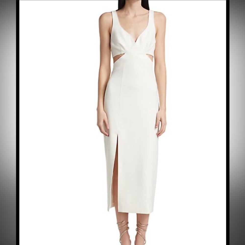 Cinq a Sept White Cut-Out Crepe Midi Dress, Size 0, New with Tags